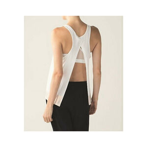 Lululemon All Tied Up Rose Gold Stripe White Sleeveless Tank Top Sz 4